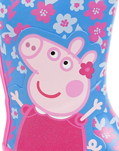 Peppa Pig Girls Blue Floral Rain Boots with Handles | Waterproof Outdoor Footwear for Kids | Easy Carrying Character Boots | Peppa Merch for Outdoor Play & Rainy Weather4