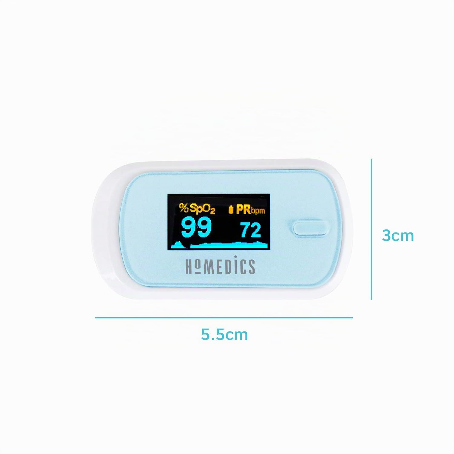Homedics Oxymètre de pouls professionnel - Mesure le niveau d’oxygène dans le sang au bout du doigt – Portable et Ecran facile à lire - SpO2, PR et PI