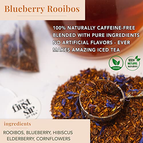 Blueberry Rooibos, Loose Leaf Tea - Elderberry, Hibiscus, Apple - Caffeine Free, Immune Boost Cold Care, Hot & Iced | Bulk 8Oz, 80-100 Cups | The Spice Hut, First Sip Of Tea (Pack Of 2) #TOP3