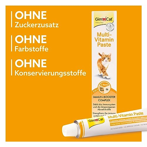 GimCat Multi-Vitamin Paste - Gesunder Katzensnack aktiviert Abwehrkräfte und stärkt das Immunsystem - 1 Tube (1 x 50 g)