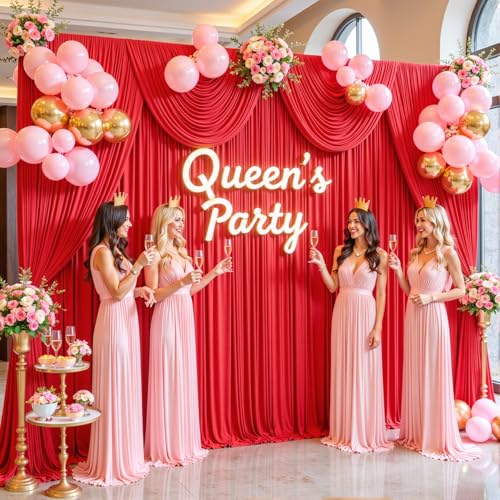 10ft x 10ft Red Backdrop Curtain for Parties Red Wrinkle Free Backdrop Drapes Panels for Wedding Baby Shower Birthday Photo Photography Christmas Polyester Fabric Background Decoration by Suppromo - Image 2