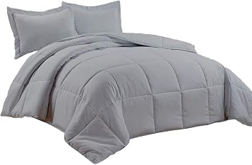 Queen Lightweight Comforter Silver - All Season Down Alternative Bed Comforter Summer Duvet Insert Quilted Comforters Square Embossed Queen92 x88, Silver