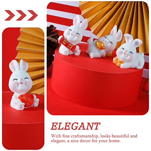 Aboofan Bunny Miniature Rabbit Figures 6Pcs Mini Bunny Figurines Miniature Chinese Zodiac Year Rabbit Ornament For Spring Festival Chinese New Year Decoration #TOP1