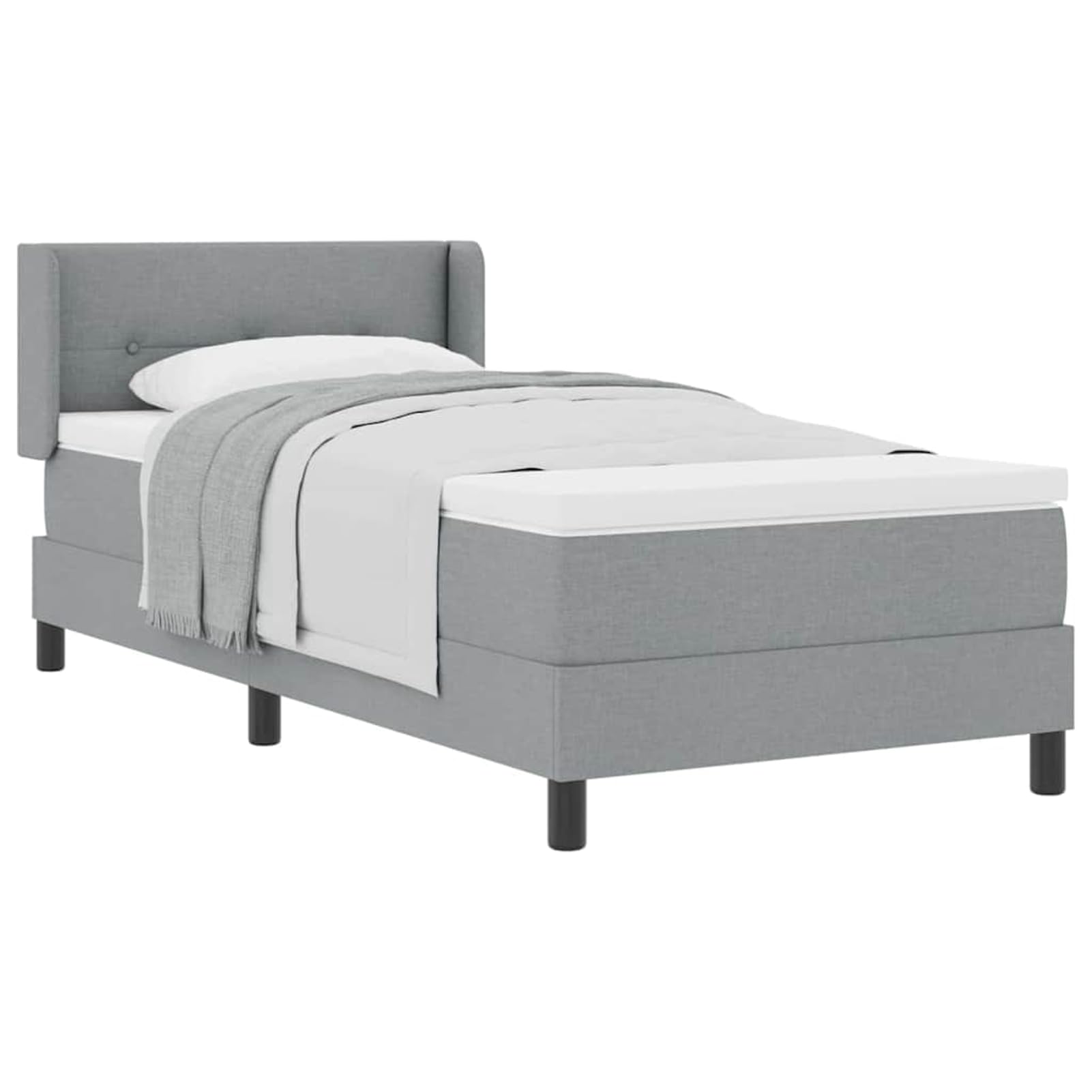 Tidyard Cama con Box Spring y Colchón Gris Claro 90x200 cm Tela