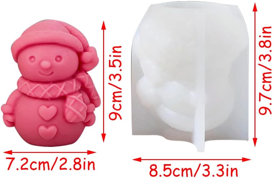 Cartoon Christmas Hat Scarf Snowman Silicone Mold Candle Molds for Candle Making Supplies Xmas Snowman Ice Molds Epoxy Resin Molds Christmas Silicone Molds for Resin Crafts Clay Plaster Home Decor