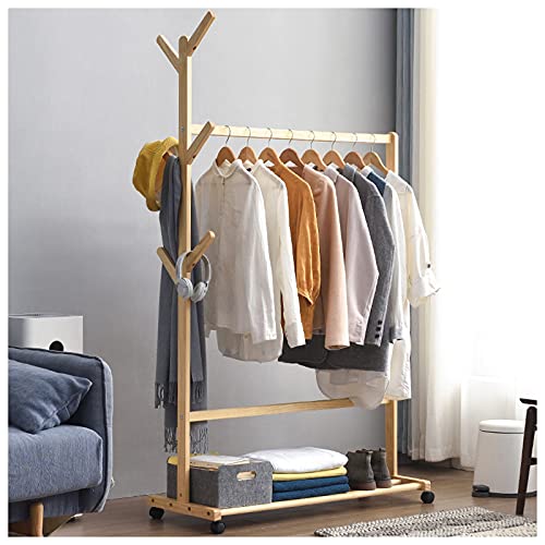 Portant à vêtements avec étagère et penderie mobile en bois