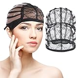 2 Pcs Lace Wig Cap U Part Weaving Wig Cap with Elastic Band Black Mesh Wig Making Cap for Women Elastic Breathable Wig Cap for Wig Making (Circumference: about 50cm/20in)