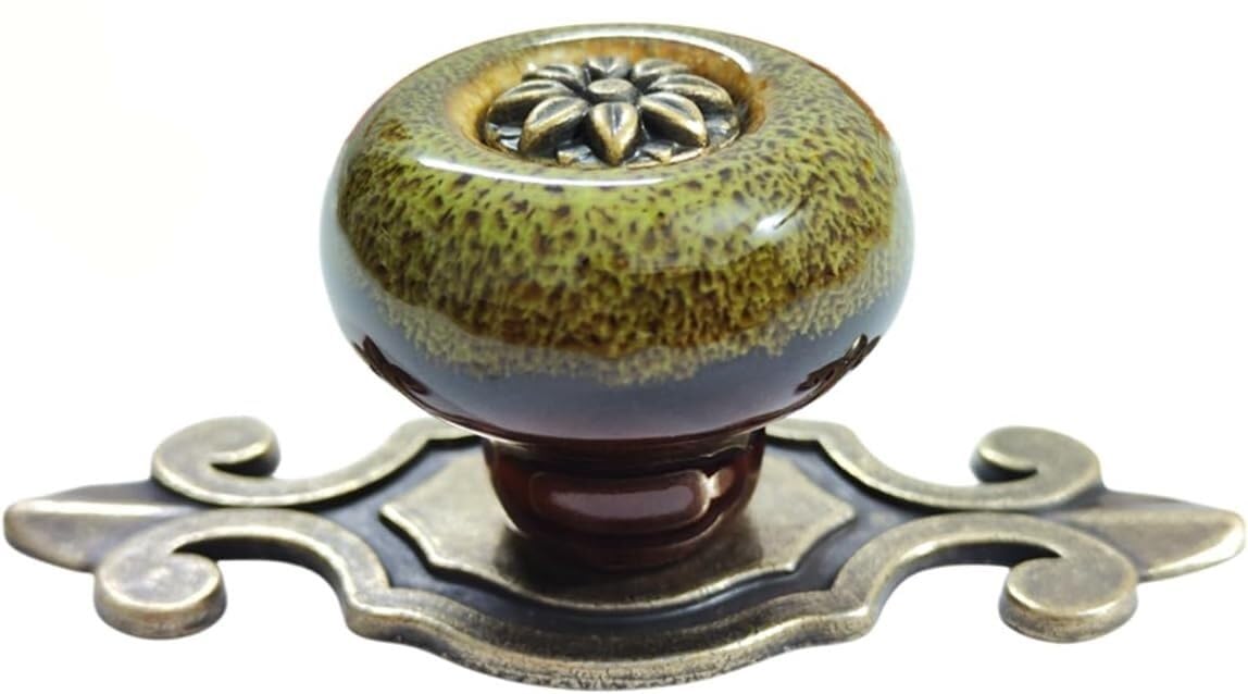 JYABSLNAJ Cabinet Pulls, Zinc Alloy Base Back Plate Cupboard Wardrobe Drawer Door Handles(Green)