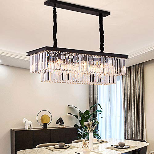 Meelighting L39.4 W10.2 Rectangle Modern Crystal Chandeliers Lighting Pendant Ceiling Lights Fixture Lamp For Dining Living Room #TOP6