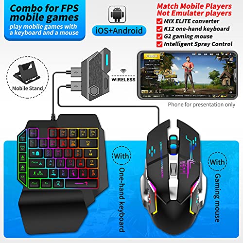 DXP Keyboard & Mouse Combo: 4 in 1 Mobile Game Combo Pack with One Handed Gaming Keyboard, Mouse and Keyboard Combo, Mouse Converter, Mobile... - Image 2