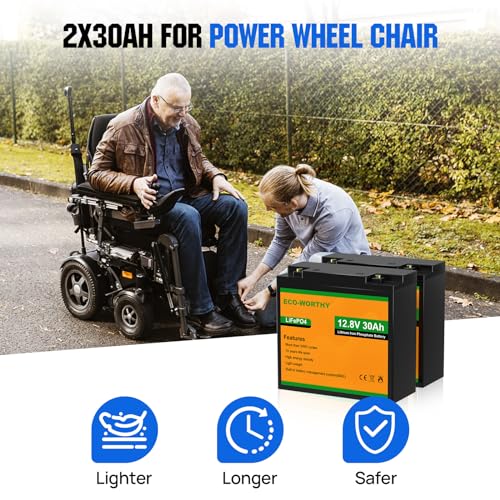 ECO-WORTHY 2-Pack 30AH LiFePO4 Leisure Battery with 4000-15000 Cycles & BMS Protection,Ideal for Trolling Motors, Wheelchairs, Scooters,RV - Image 6