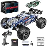 BEZGAR HM162 Hobby Grade 1:16 Scale Remote Control Truck, 4WD Top Speed 40+ Kmh All Terrains Electric Toy Off Road RC Monster Vehicle Car Crawler with 2 Rechargeable Batteries for Boys Kids and Adults