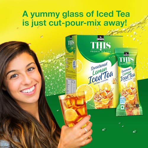 Image of Continental THIS Lemon Iced Tea | Instant Ice Tea Powder Sachets | Refreshing Natural Lemon Flavor | Made with Premium Tea Leaves | Source of Vitamin C | 140g Pouch