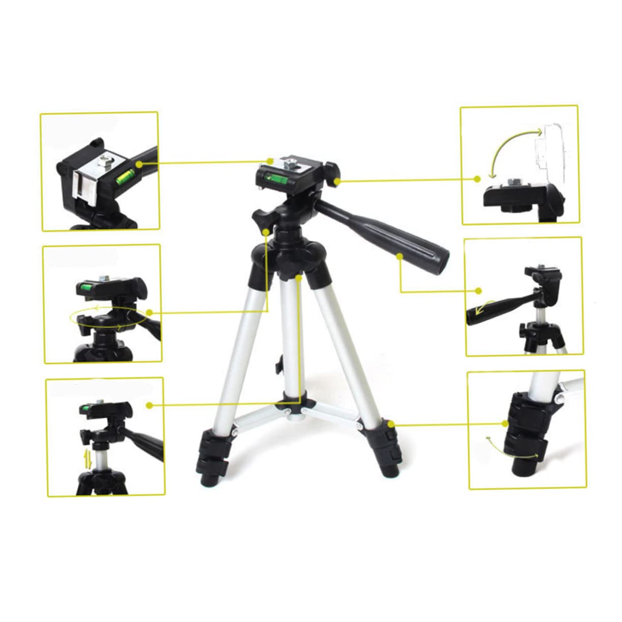 Gatuida Treppiede Regolabile Lega Alluminio con Sezioni Telescopiche Inclusa per Smartphone e Fotocamere