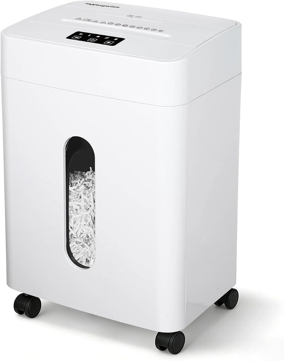 Ultra Low Noise 42dB Paper Shredder for Home Office White | 15 Sheets, P-4, 30 Mins Runtime, 6.6 gal, Corss Cut, Shreds CDs & Credit Cards
