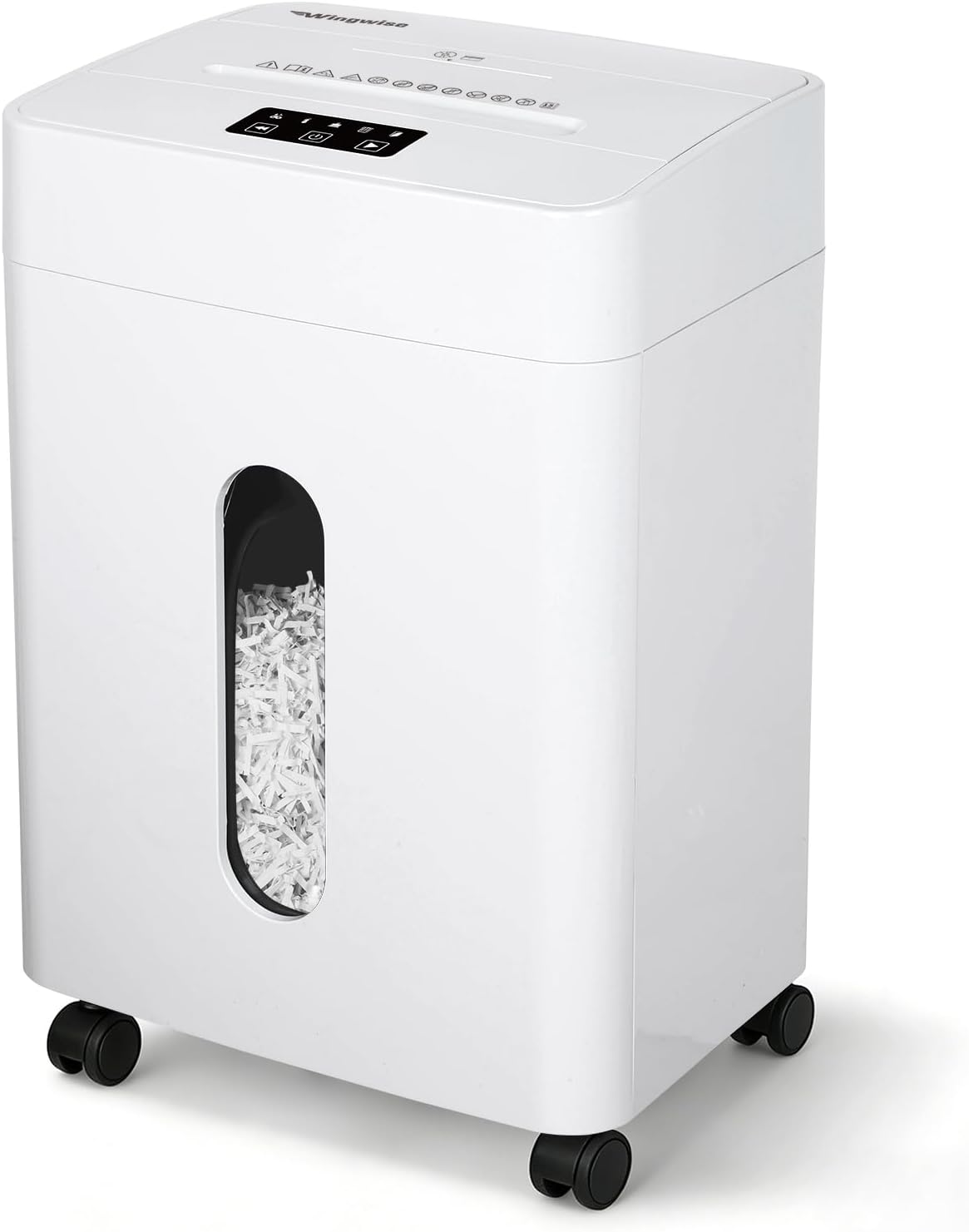 Low Noise 42dB Paper Shredder for Home, 15-Sheet Cross Cut, 30-min Runtime, CD/Credit Card Office Shredder, 6.6 Gallons Wastebasket, P-4 High Security, White