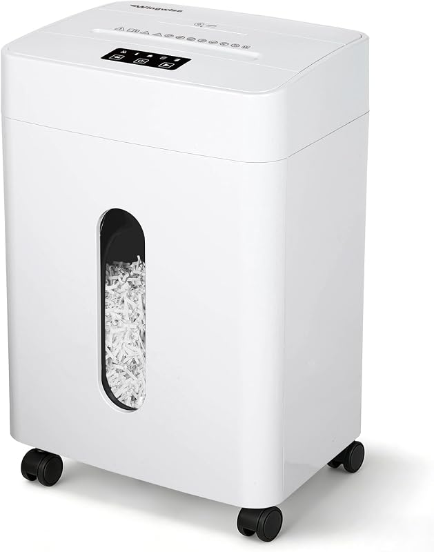 Ultra Low Noise 42dB Paper Shredder for Home Office White | 15 Sheets, P-4, 30 Mins Runtime, 6.6 gal, Corss Cut, Shreds CDs & Credit Cards