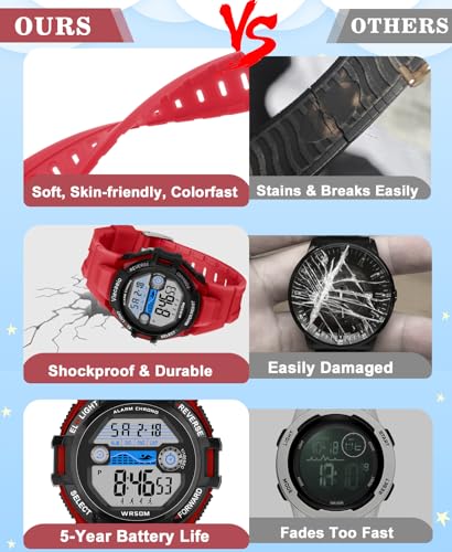 Image of Kids Digital Watch for Boys Girls, Waterproof LED Colorful Lights Sports Watch Suitable for 5-17 Years Old Teenagers (with Gift Box)