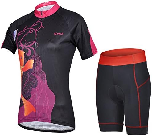 Women's Quick-Dry Cool Short Sleeve Cycling Jersey 3D Padded Short Set Devil Style