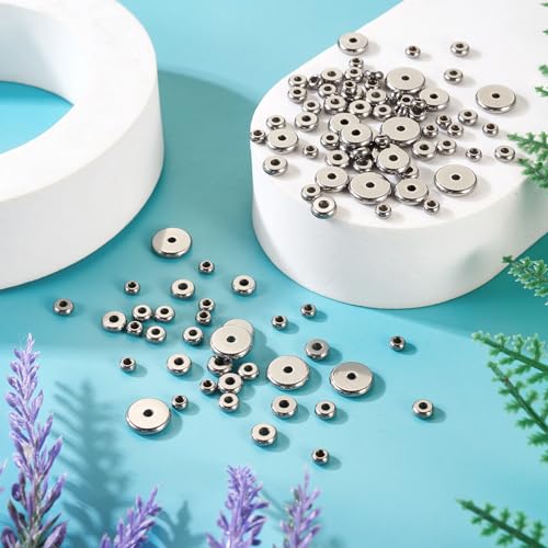 Cuentas espaciadoras de acero inoxidable Craftdady redondas y planas Heishi para joyería 7