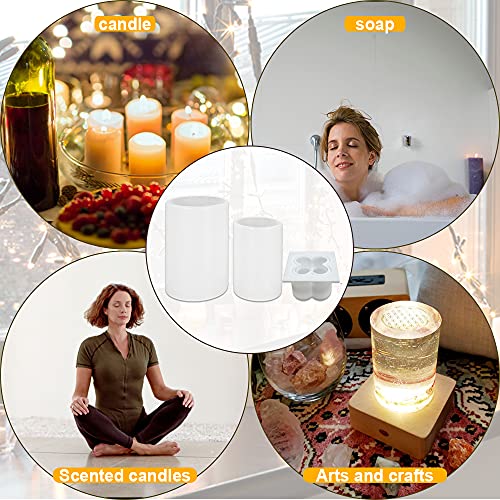 3 Pack Silicone Candle Molds, Maehsab Cylinder Candle Molds + 3D Bubble Cube Candle Making Mould, Pillar Molds For Epoxy Resin Casting, Mold For Crafts, Polymer Clay, Making Candles, Soaps, Handmade #TOP3