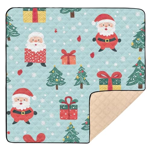 BOESI Doodle Cute Santa Claus Pattern Baby Play Mat, 50“ X 50” Washable Folding Crawling Mat, Baby Floor Mat, Soft, Thick, Non-Slip