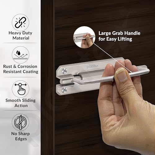 Image of Plantex Door Stopper /5 Inch Baby Latch Kadi /Door Latch for Bathroom /Door Lock for Home /Office Doors - Pack of 2 (Matt)
