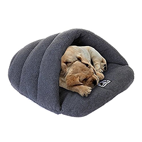YOUTH UNION Soft Warm Cat Bed Fleece Cats & Dogs Sleeping Bed Cave Pet Triangle Nest for Cat Puppy Rabbit Small Animals (L, Grey)