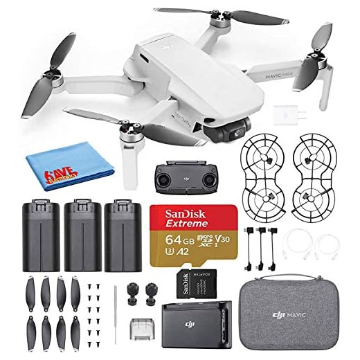 DJI Mavic Mini Fly More Combo Ultralight Foldable 3-Axis GPS Quadcopter Drone with 2.7K FHD Camera - 30 Min. Flight Time, 2.5 Mile Range, Includes 3 Batteries, Carrying Bag and More
