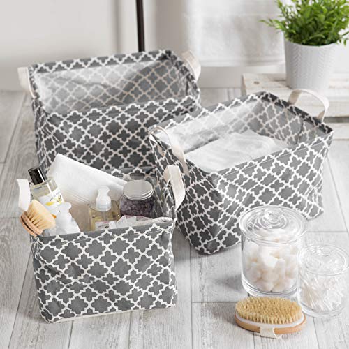 Dii Laundry Storage Collection, Pe Coated Collapsible Bin With Handles, Gray Lattice, Small Set, 9X12X8" #TOP6