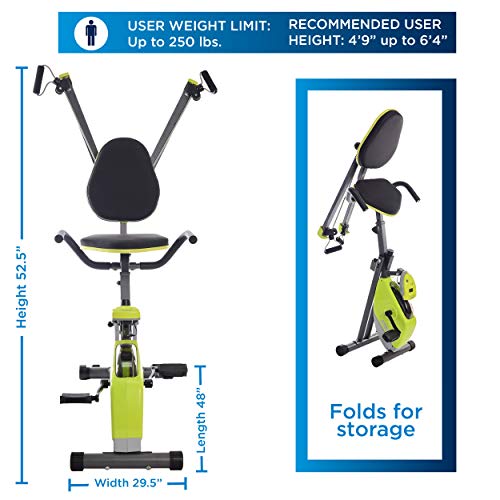 Stamina Wonder Exercise Bike | Build Upper and Lower Body Strength on One Machine | Includes Two Online Workout Videos, Chartreuse and Gray