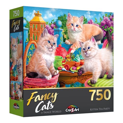 RoseArt - Fancy Cats - Kitten Tea Party - 750 Piece Jigsaw Puzzle for Adults