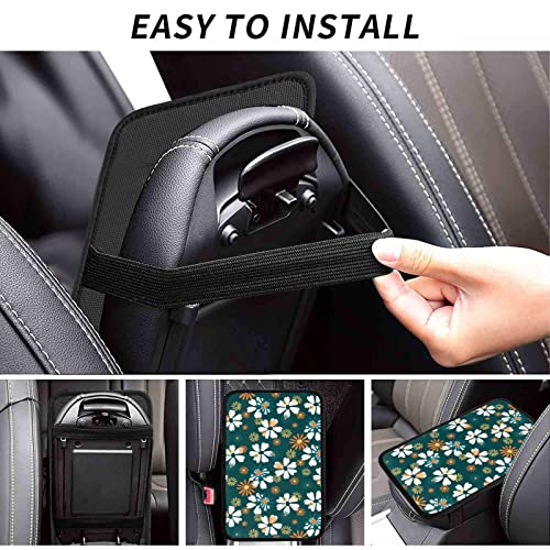 Xfshmyty Cute Daisy Flowers Violets Floral Car Armrest Cover Pad Universal Cute Fashion Auto Center Console Armrest Cover Pads Breathable Comfort Car Armrest Seat Protector For Women Girls #TOP5