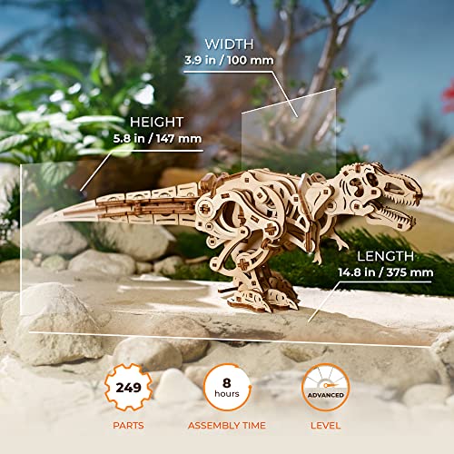 UGEARS Tyrannosaurus Rex 3D Puzzle, Mechanical Wooden Model Kits for Adults to Build - Image 3