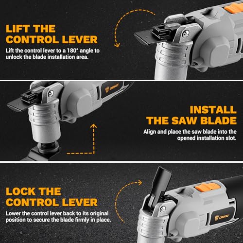 20V Cordless Oscillating Tool with Battery, Brushless Variable Speed Oscillating Multi-Tool with 3° Oscillation Angle, 25 Accessories, Ideal for Cutting, Sanding, Grinding, Scraping & More by DEKOPRO - Image 6