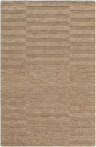 Tapete beige 8' x 10' de lana para sala y dormitorio miniatura 1
