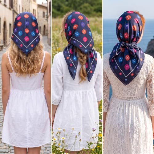 Image of Ravaiyaa - Attitude is everything Women Printed Silk Bandana 21 x 21 Inch Square Headband & Hair Wrap, Soft & Versatile | Fashion Neck Wrap