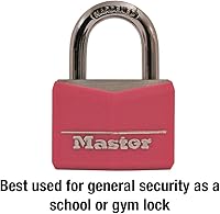 Vista 2 de Master Lock Candado de Aluminio con Cubierta Rosa con Llave y Grillete de Acero, Cerradura para Gimnasio o Casillero Escolar con Cuerpo de Candado