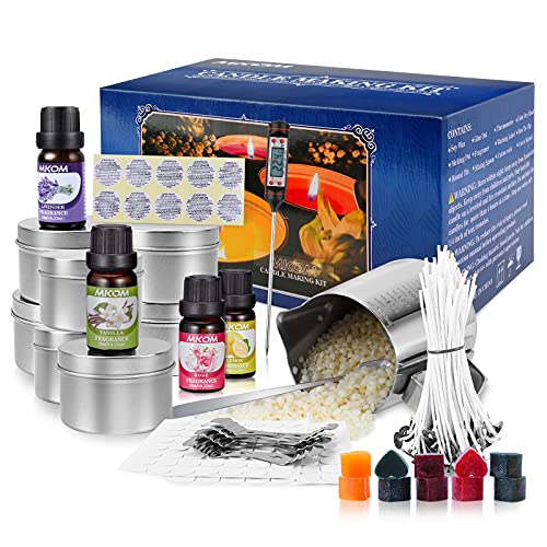 DIY Candle Making Kit for Adults - Complete Set of Candle Making Supplies with Beeswax, Wicks and Melting Pot
