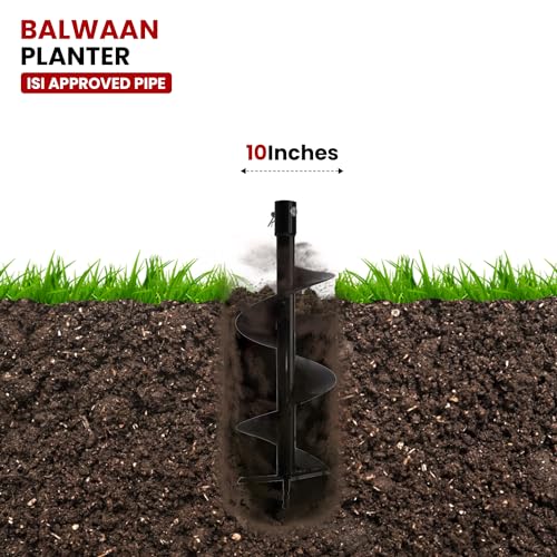 Image of BALWAAN Krishi 10-Inch Single Spiral Drill Planter | 25 cm /254 mm Spiral Post Hole Digger for Agriculture & Gardening|PT-10