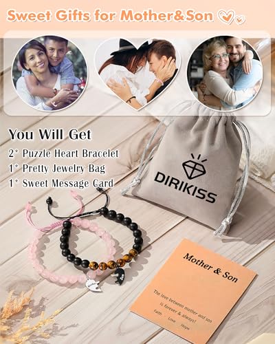 DiRikiss Mother Son Gifts Bracelets for Boys from Mom Mommy and Me Mothers Day Back to School Birthday Christmas Gifts