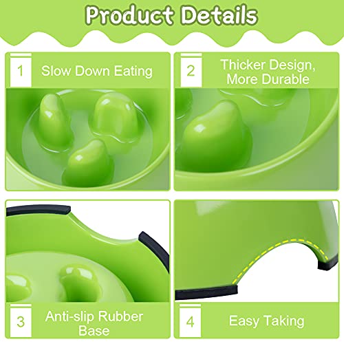 Super Design Anti-Gulping Dog Bowl Slow Feeder, Interactive Bloat Stop Pet Bowl for Fast Eaters 1.5 Cup Green