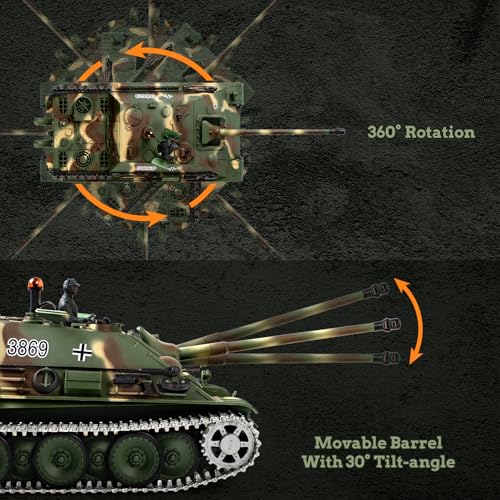 Image of 1 /16 RC Tank, Heng Long German Jagdpanther Army Toy with Smoke, Sound, Light, 2.4G Remote Control Tank That Shoots with Upgraded Metal Tracks, Idler and Sprocket Wheel, Steel Gearbox, Two Batteries