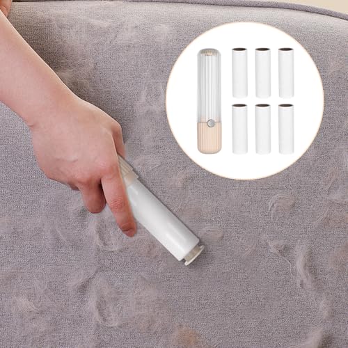 Qeapug 1 PcsRouleau Poils Animaux avec 6 Recharges, Rouleau Anti Poils Animaux et Peluches, Recharge Rouleau Adhesif Vetement, Rouleaux adhesifs Poils pour enlever Peluche Vetements et canapés – vue 6