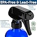 Sally's Organics Blue Glass Spray Bottle - Large 16 oz Refillable Container for Essential Oils, Cleaning Products, or Aromatherapy - Black Trigger Sprayer w/Mist and Stream Settings - 6 Pack