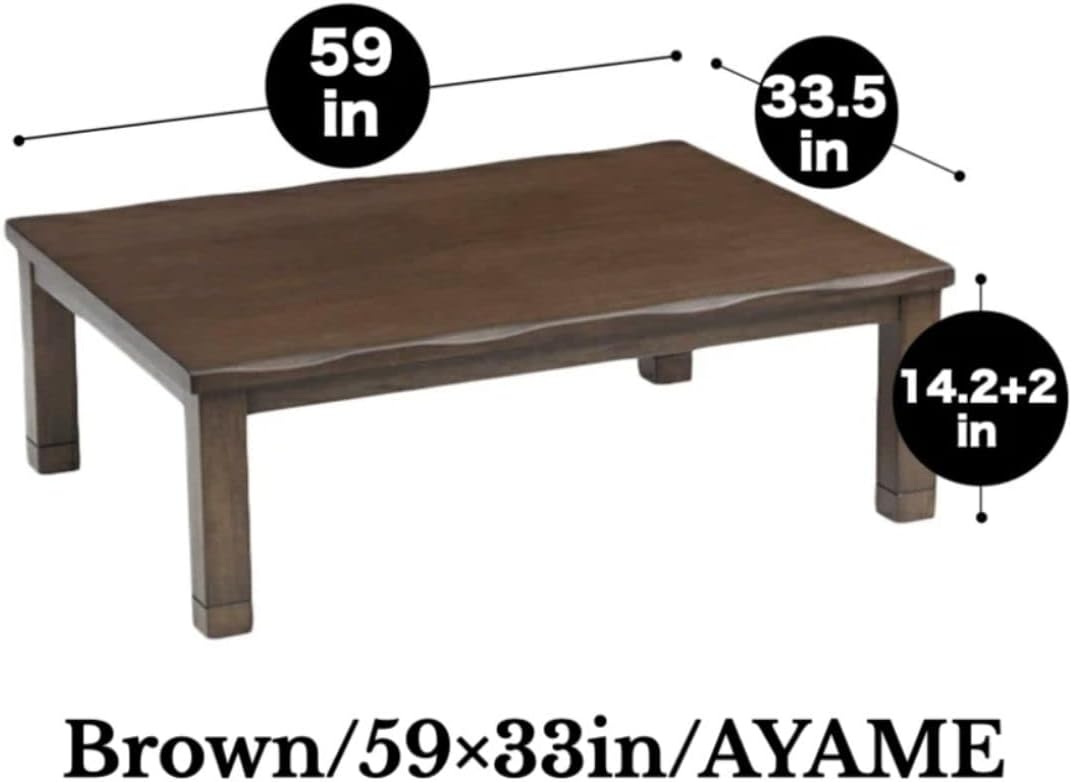 BJDesign Kotatsu - Japanese Heated Table - Wooden Chabudai Furniture with 120V Electric Heater - Low-Lying Dining and Work Desk with Temperature Control Knob (29x29in, White)