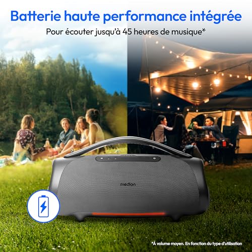 Enceinte Bluetooth MEDION RMS Autonomie 30h Protection IPX7 RGB - vue 5