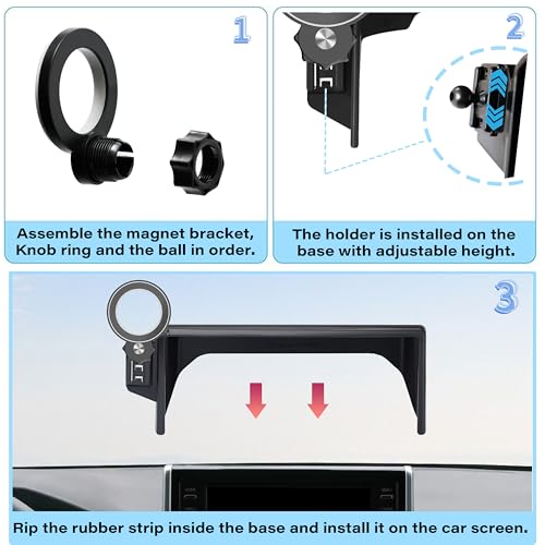 Image of Car Phone Holder for 2019-2025 Toyota RAV4 7 inch and 8 inch Screen Accessories | MagSafe Strong Magnetic Clip-On Cell Phone Mount, 360 Rotatable Hands-Free Holder, Not Block Air Vents