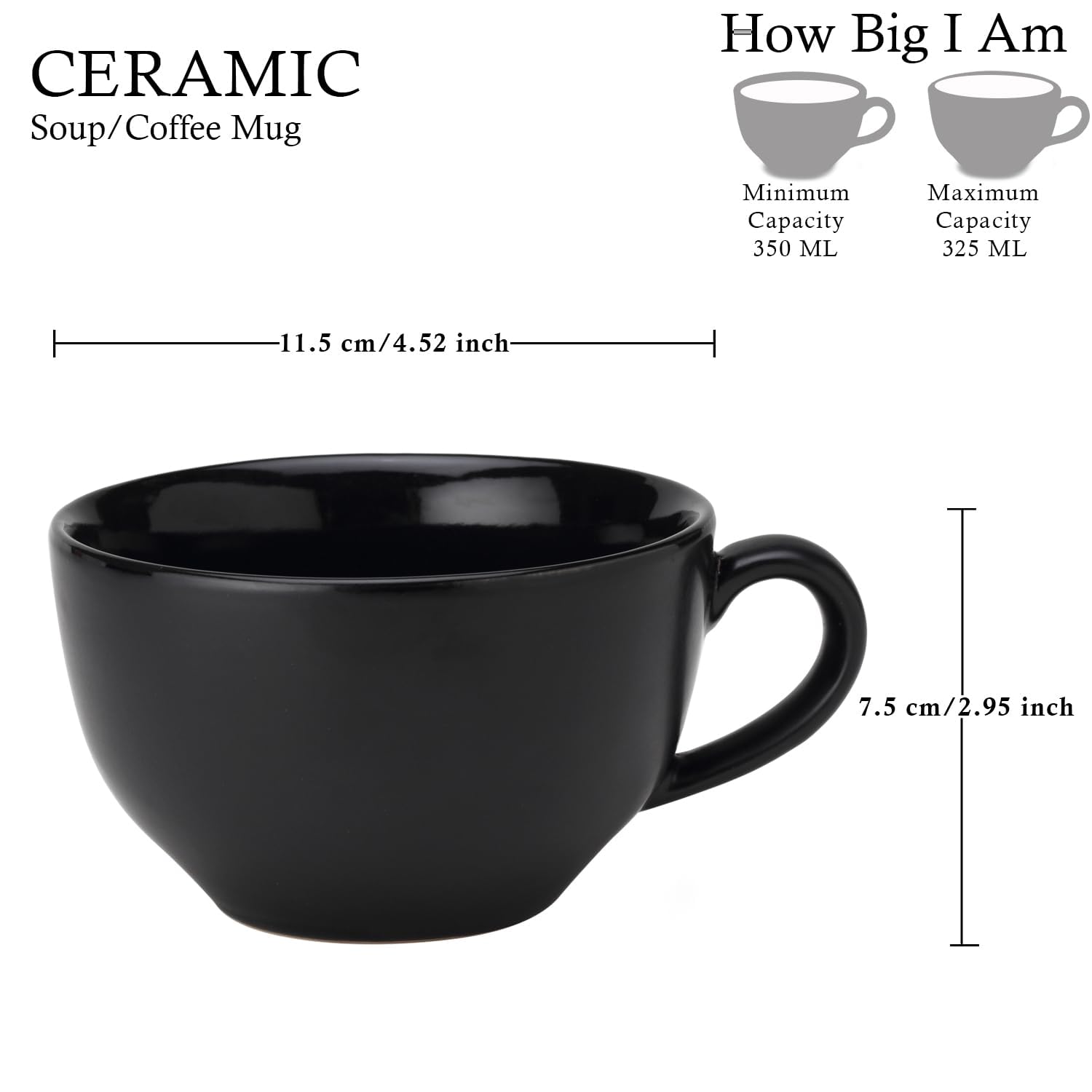 Black Matte Ceramic Soup Bowls - Handmade & Microwave Safe -4