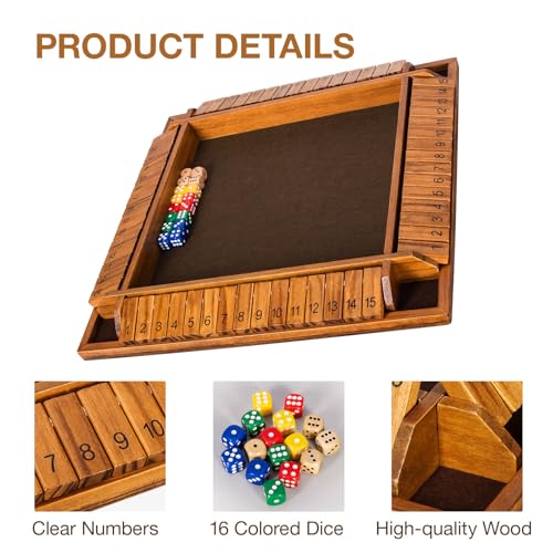 Shut The Box Juego de Mesa con Dados y Tablero de Madera miniatura 4